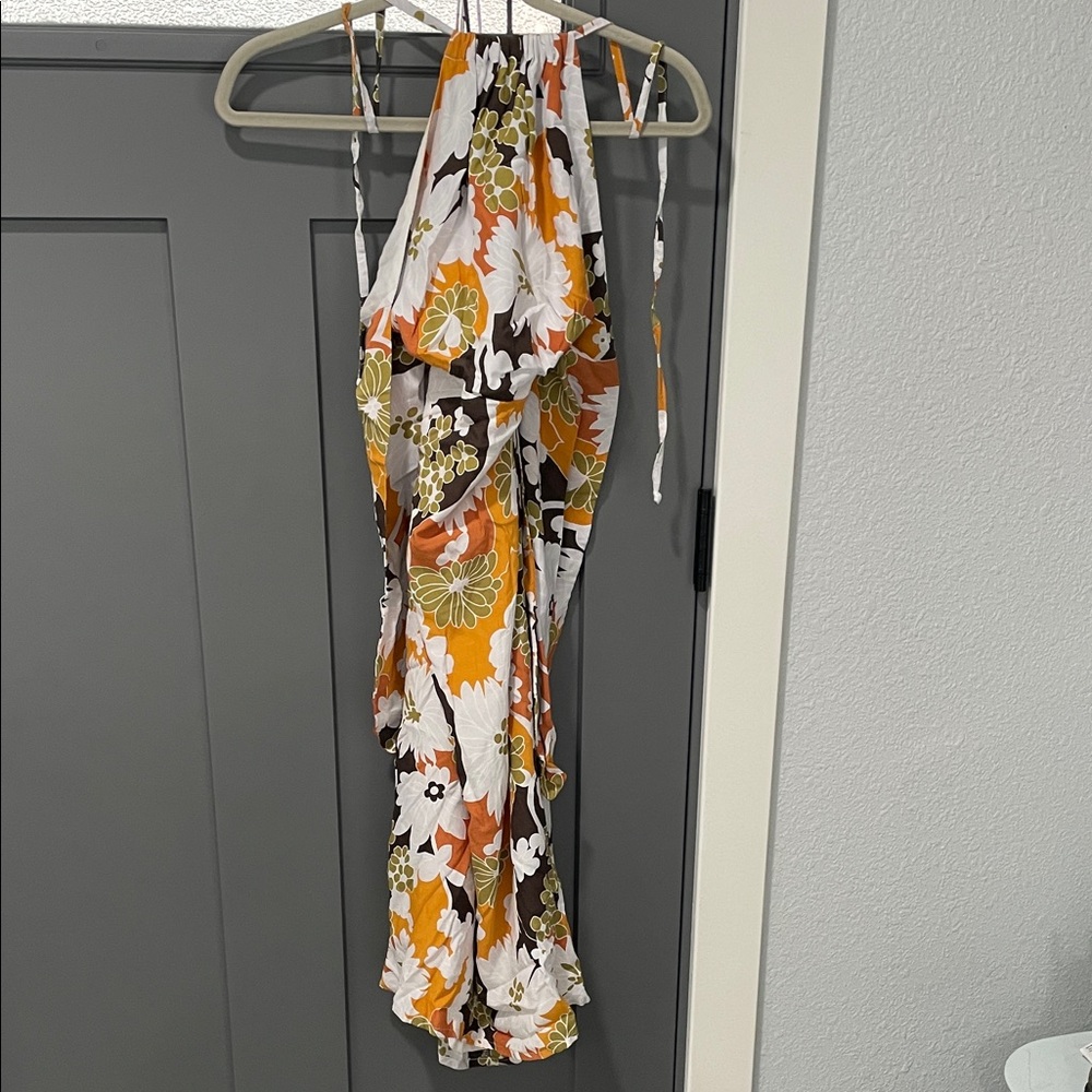 Faithfull the Brand Floral Dress with Orange and Green